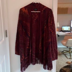 Lucky Brand Fringed Brushed Knit Cardigan